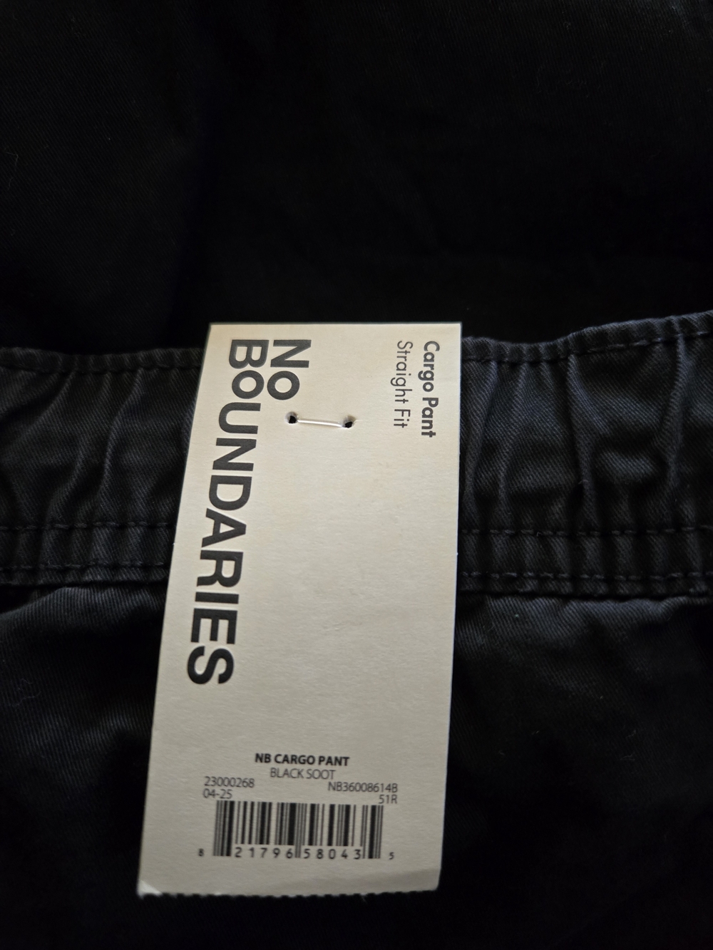 No Boundaries NEW Men's Black Cargo Pants Drawstring Elastic Waist 3XL (48-50) - Picture 5 of 8